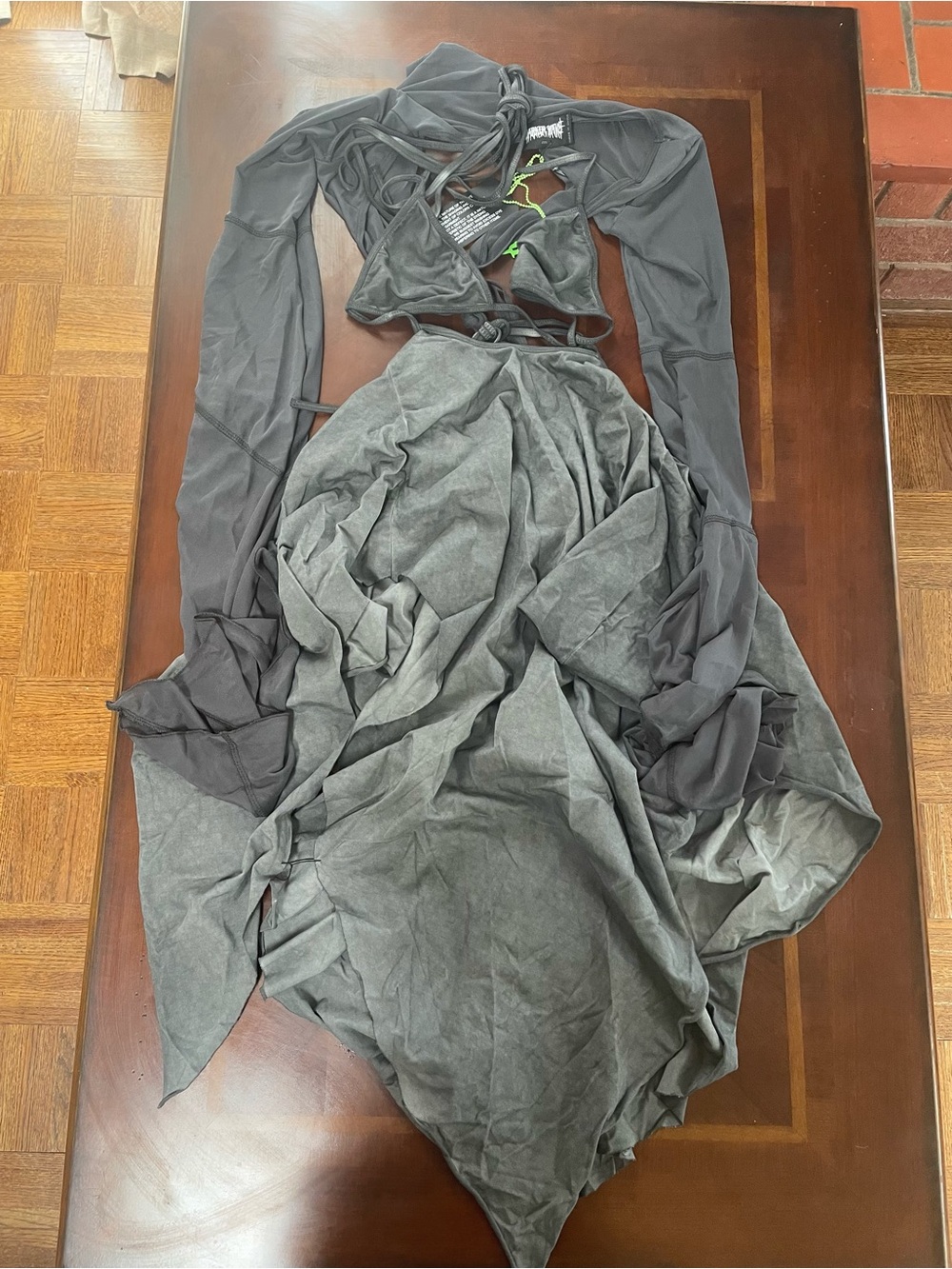 Dolls Kill Darker Wavs ECHO ASYMMETRICAL MESH WRAP DRESS size medium NWT